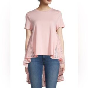 NEW English Factory Eyelet Blush Pink High-Low Top